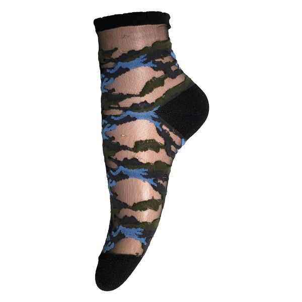 Fashion Fishnet Socks Camou Jacquard Crew Socks